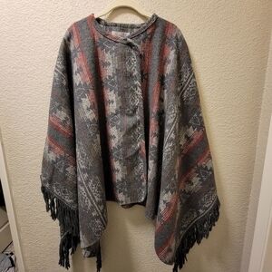 Ecote Urban Outfitters aztec print blanket poncho wrap o/s
